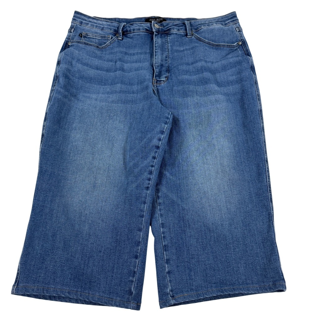 Judy Blue Wide Crop Jeans Women's 22W Medium Wash High Rise Denim JB88875
